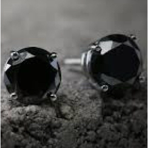 2 ct. Each Round Cut Black Diamond Solitaire Stud Earrings In Black Gold - Picture 3 of 16